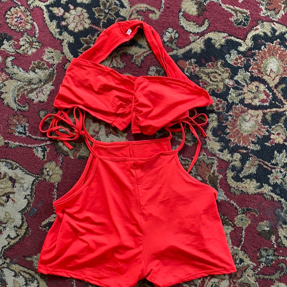 2 piece cherry red outfit